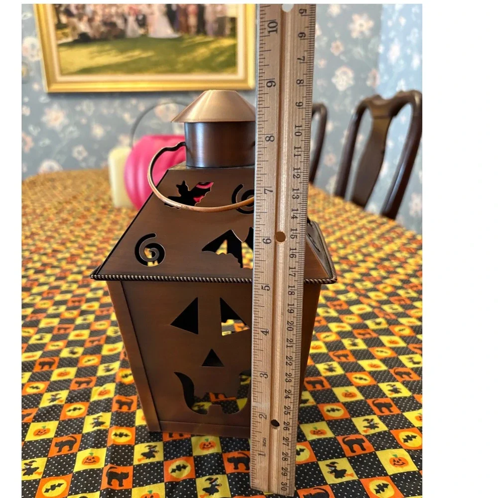 Hallmark Halloween Jack O Lantern Bats Metal Candle Holder Spooky Decoration‎